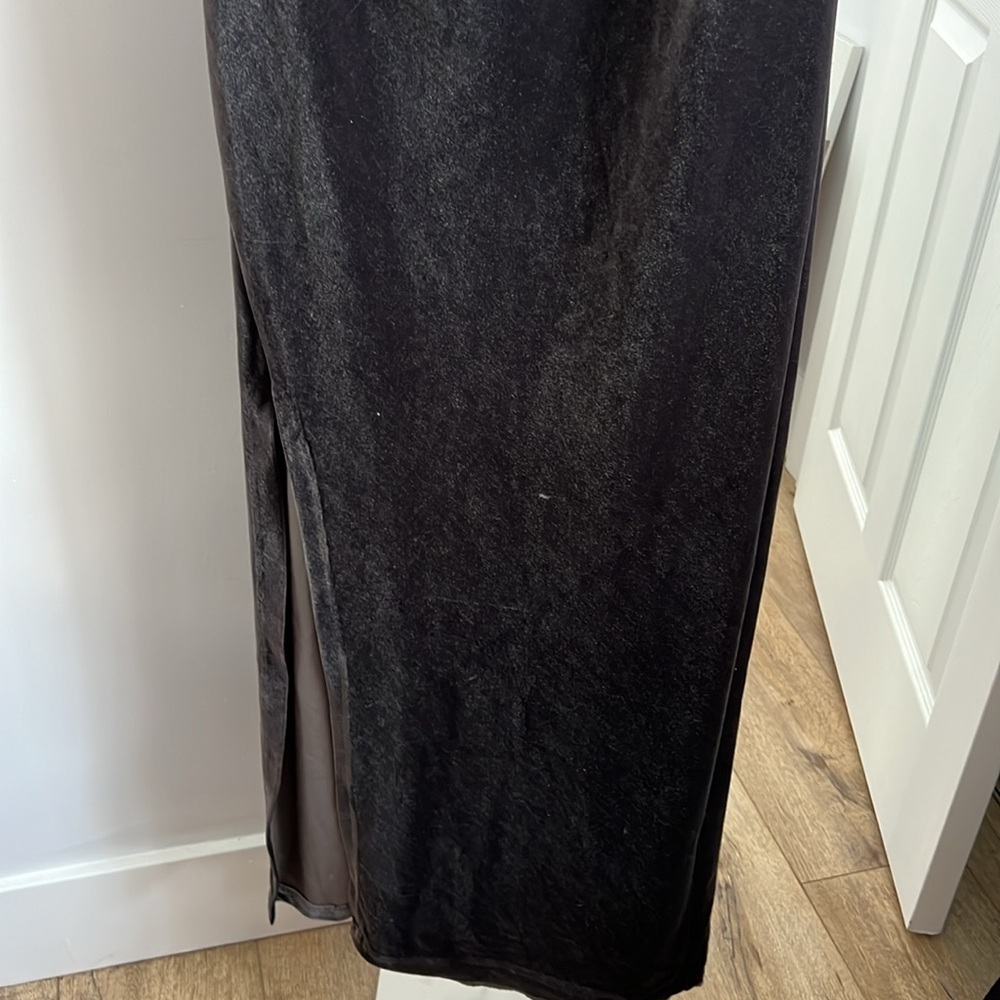 Zara Gunmetal Gray Velvet Cowl Neck Backless Strappy Midi Dress M - Picture 4 of 6